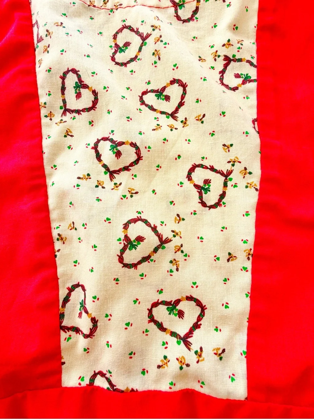 Kids Cream Heart-Print Apron Costume with Red Trim